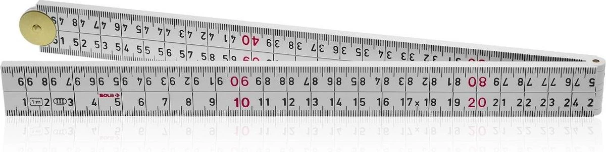 Sola Timmermansduimstok Kunststof 1m 4delig Wit 3081016 8 Sola Timmermansduimstok Kunststof 1m 4delig Wit 3081016 - Afbeelding 6