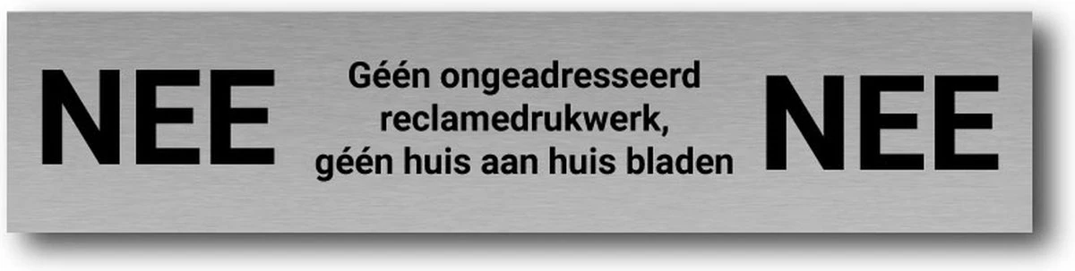 Brievenbusbordje RVS-look - NEE / NEE - 15 X 2,5 Cm | Incl. Plakstrip - Gratis Verzending 3 Brievenbusbordje RVS-look - NEE / NEE - 15 X 2,5 Cm | Incl. Plakstrip - Gratis Verzending