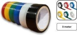 PD® - Isolatietape / PVC Tape - 18mm X 3m - 6 Stuks - Zwart / Groen / Blauw / Wit / Rood / Geel - Rubber Tape - Isolatieband