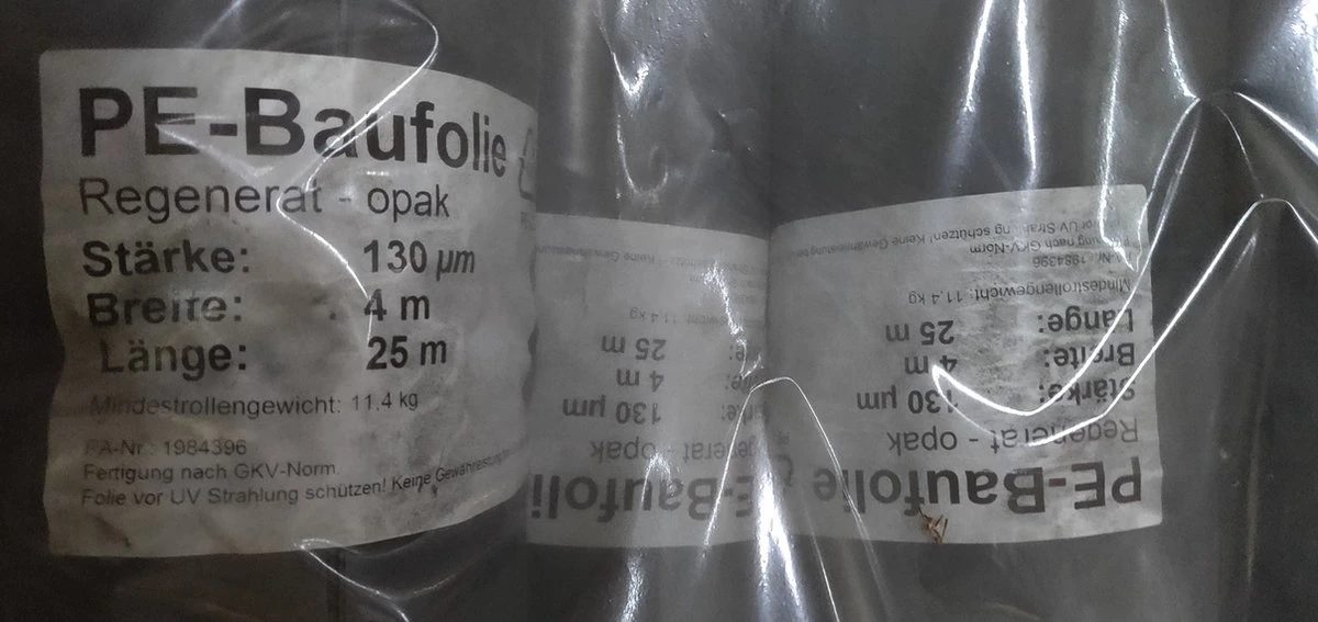 PE Bouwfolie Op Rol - 25 X 4 Meter - 100 M2 - 130 Micron Dikte - Grijs - Hoge Kwaliteit - Sterke & Scheur Vaste Folie 6 PE Bouwfolie Op Rol - 25 X 4 Meter - 100 M2 - 130 Micron Dikte - Grijs - Hoge Kwaliteit - Sterke & Scheur Vaste Folie - Afbeelding 4