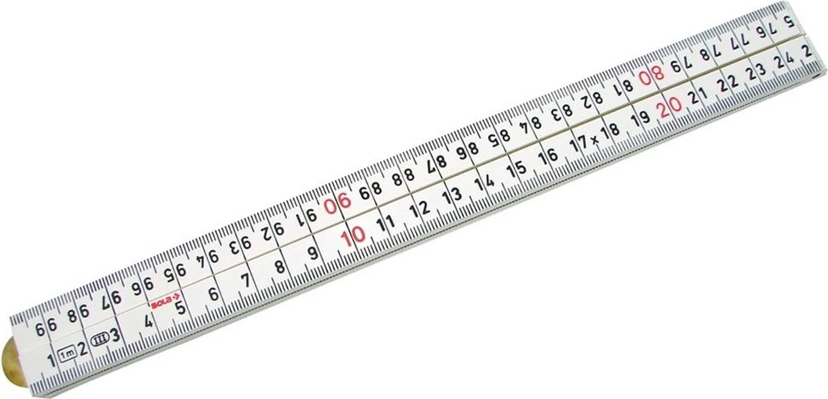 Sola Timmermansduimstok Kunststof 1m 4delig Wit 3081016 4 Sola Timmermansduimstok Kunststof 1m 4delig Wit 3081016 - Afbeelding 2