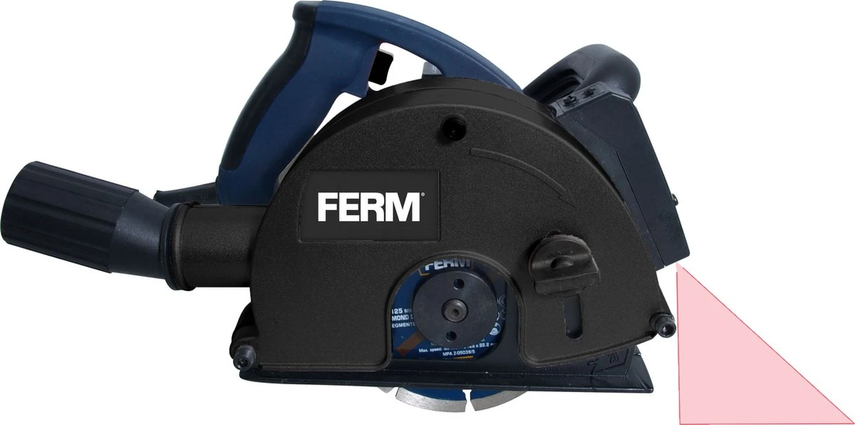 FERM WSM1009 Muurfrees - Freesmachine - 1700W - Met 2 Diamantschijven 125mm - Laser - Stofzuigadapter - Stevige Opbergkoffer 5 FERM WSM1009 Muurfrees - Freesmachine - 1700W - Met 2 Diamantschijven 125mm - Laser - Stofzuigadapter - Stevige Opbergkoffer - Afbeelding 3