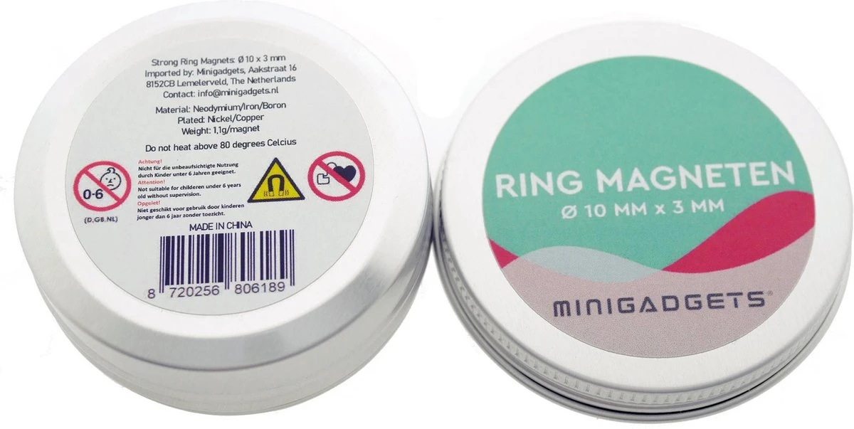 Super Sterke Ring Magneten - 10 X 3 Mm (10-stuks) - Rond - Neodymium - Minigadgets - Koelkast Ringmagneten - Whiteboard Magneten – Klein - Ronde - 10x3mm 5 Super Sterke Ring Magneten - 10 X 3 Mm (10-stuks) - Rond - Neodymium - Minigadgets - Koelkast Ringmagneten - Whiteboard Magneten – Klein - Ronde - 10x3mm - Afbeelding 3