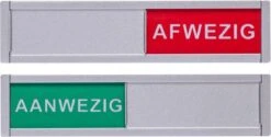 Merkloos Schuifbordje Kantoor Met Tekst Aanwezig Afwezig – 3M Dubbelzijdig
