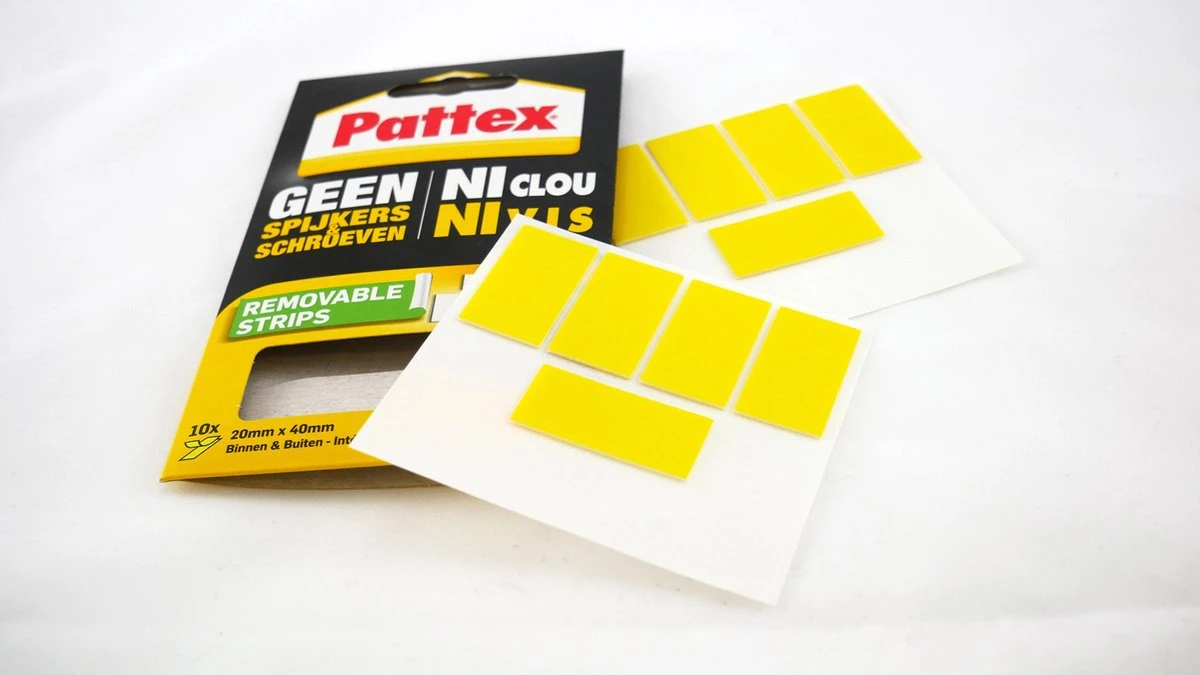 Pattex Montagetape Dubbelzijdig Strips Verwijderbaar - 10 Pcs - Montage Tape 4 Pattex Montagetape Dubbelzijdig Strips Verwijderbaar - 10 Pcs - Montage Tape - Afbeelding 2