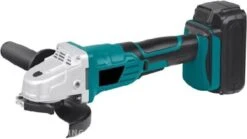 Deutsche Stahl Haakse Slijper - Slijptol - Gereedschap - Slijpmachine - Draadloos - 24V Accu - 2 Batterijen - 7000RPM - 1 Uur Snellader - 2 Zaagblad Van 125mm - Softgrip - Met Tas - Blauw