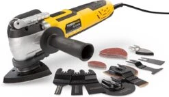 Powerplus POWX1347MC Oscillerende Multitool - Multifunctioneel Gereedschap - 300W - Oscillerend - Variabele Snelheid - Snelwisselsysteem - Stofafzuiging - Incl. Aluminium Opbergkoffer En 36 Accessoires - Schuren, Zagen, Snijden En Polieren