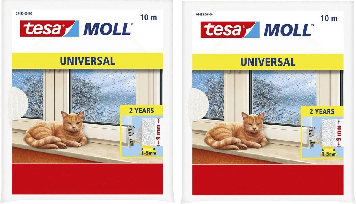 Tesa 2x Pakjes Zelfklevende Raam/deur Tochtstrip Wit 10 Meter X 9 Mm - Huis Isolatie - Tochtstroken Voor Ramen En Deuren 3 Tesa 2x Pakjes Zelfklevende Raam/deur Tochtstrip Wit 10 Meter X 9 Mm - Huis Isolatie - Tochtstroken Voor Ramen En Deuren