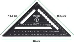 DjoDjo - Winkelhaak - Metrische Driehoek - Speed Square - Schrijfhaak - Blokhaak - Verstekhaak - 5-in-1 Meetdriehoek - Zwart -WerkPro Verkoopwinkel 1200x690 4