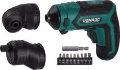 VONROC Accu Schroefmachine – 4V – Incl. Bithouder, Excentrisch En Haaks Opzetstuk, Bitset & Lader -WerkPro Verkoopwinkel 1200x701 4