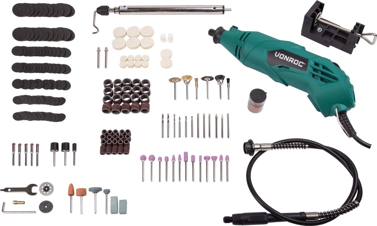 VONROC Multitool – Roterend – 160W – Flexibele As – Incl. 232-delige Accessoire Set & Opbergtas 3 VONROC Multitool – Roterend – 160W – Flexibele As – Incl. 232-delige Accessoire Set & Opbergtas