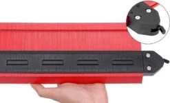 Merkloos A+ Aftekenhulp - Contourmal - Profielmal - Meetgereedschap - Profielmeter - 25CM - Met Lock - Schuifmaat ROOD