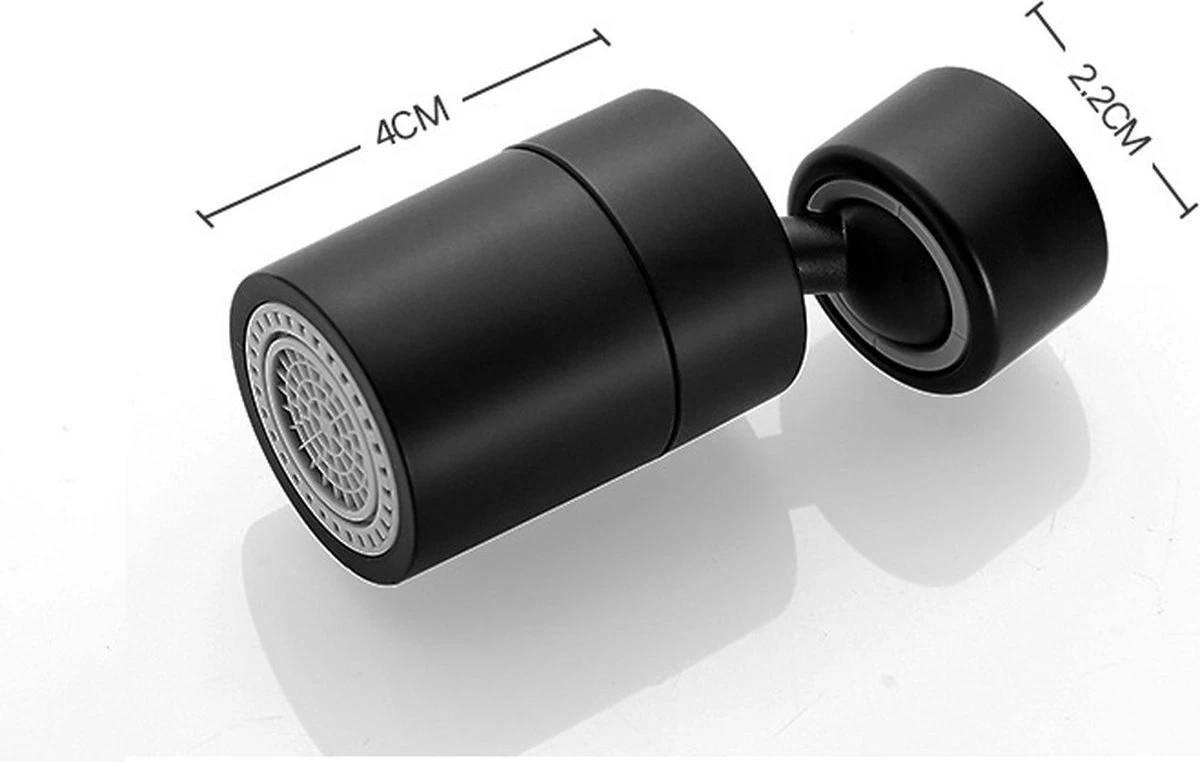 Merkloos Waterbesparende Kraankop - Zwart - Mat Zwart - Met Verschillende Opzetstukken – Roterende Kraankop – 2 Standen - 360 Graden - Kraan Opzetstuk 4 Merkloos Waterbesparende Kraankop - Zwart - Mat Zwart - Met Verschillende Opzetstukken – Roterende Kraankop – 2 Standen - 360 Graden - Kraan Opzetstuk - Afbeelding 2