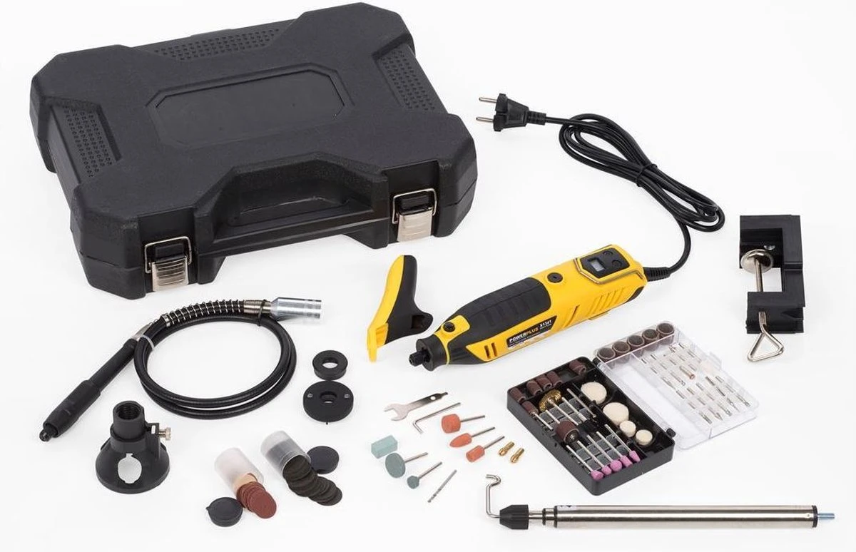 Powerplus POWX1341 Roterende Multitool - Multifunctioneel Gereedschap - 200W - Roterend - Variabele Snelheid - Digitale Display - Incl. Statief, Flexibele As, 2 Opzetstukken, 126 Accessoires En Gereedschapskoffer 10 Powerplus POWX1341 Roterende Multitool - Multifunctioneel Gereedschap - 200W - Roterend - Variabele Snelheid - Digitale Display - Incl. Statief, Flexibele As, 2 Opzetstukken, 126 Accessoires En Gereedschapskoffer - Afbeelding 8