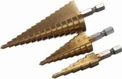 HSS Stappenboor Bit Boorset Stappen Boor Kegelboor Set 3 Delig 4-32 MM Titanium Met Opbergetui