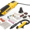 Powerplus POWX1341 Roterende Multitool - Multifunctioneel Gereedschap - 200W - Roterend - Variabele Snelheid - Digitale Display - Incl. Statief, Flexibele As, 2 Opzetstukken, 126 Accessoires En Gereedschapskoffer
