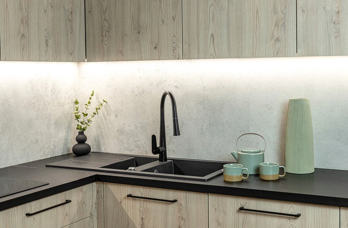 Barbados - Poligran Granieten Spoelbak - 1,5 Bak Met Afdruiprek, Zwart 5 Barbados - Poligran Granieten Spoelbak - 1,5 Bak Met Afdruiprek, Zwart - Afbeelding 3