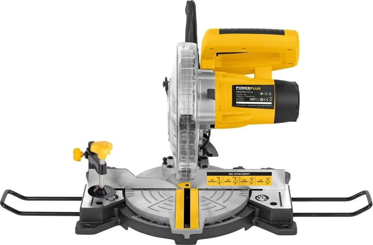 Powerplus POWX075700 Afkort- En Verstekzaag - Zaag - 1500W - 210mm Zaagblad - Incl. 24 Tanden Zaagblad Voor Hout, Laser En Zijsteunen En Stofzuigeraansluiting 6 Powerplus POWX075700 Afkort- En Verstekzaag - Zaag - 1500W - 210mm Zaagblad - Incl. 24 Tanden Zaagblad Voor Hout, Laser En Zijsteunen En Stofzuigeraansluiting - Afbeelding 4