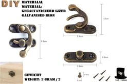 Bob Online ™ - 2 Stuks - Bronsen – Antieke Rechts Klink Haak Hasp Hoorn Slotjes – Hout Sieraden Doos Klink Haak Sluiting – Metalen Kistslotjes – Antique Horn Lock – Horn Clasp Hook – Wooden Box Accessory – Meubelbeslag Voor Kisten, Wijnkratten Enz -WerkPro Verkoopwinkel 1200x799 115