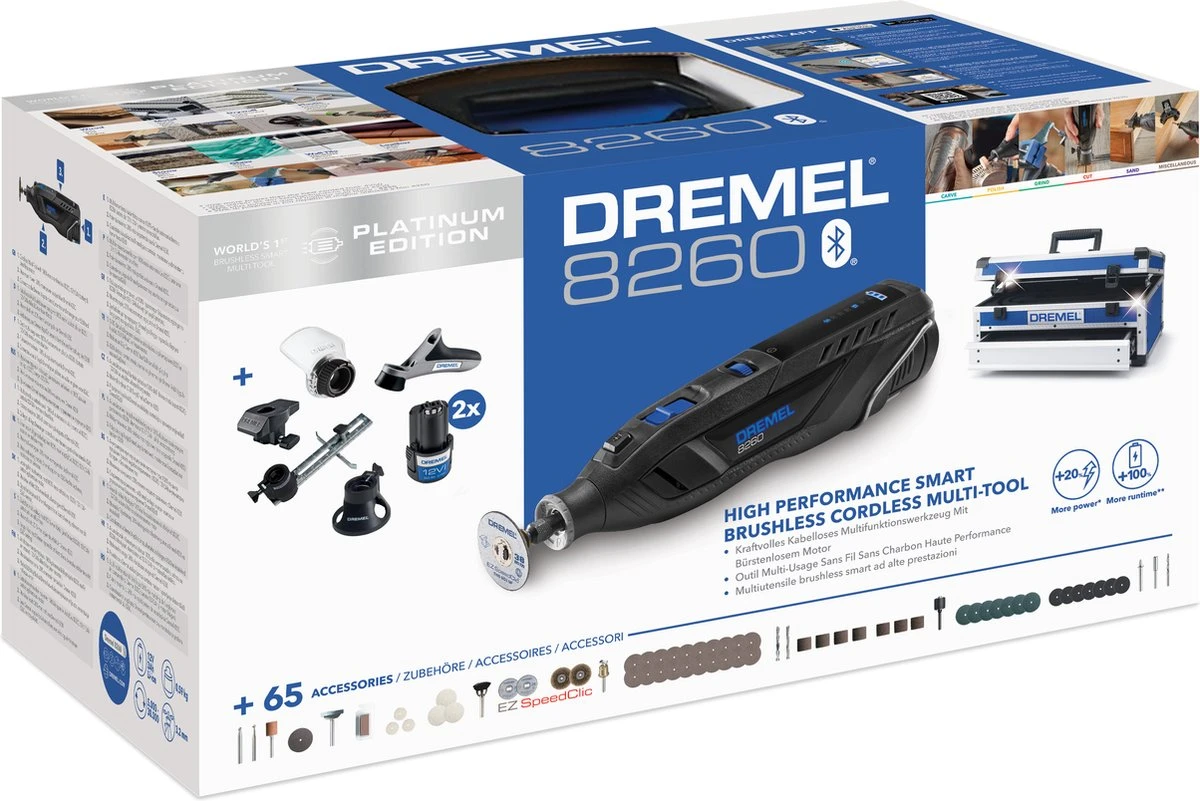 Dremel 8260 Multitool - Met 2x 12 V Accu's - 65 Accessoires, 5 Hulpstukken En Bluetooth-connectiviteit 11 Dremel 8260 Multitool - Met 2x 12 V Accu's - 65 Accessoires, 5 Hulpstukken En Bluetooth-connectiviteit - Afbeelding 9