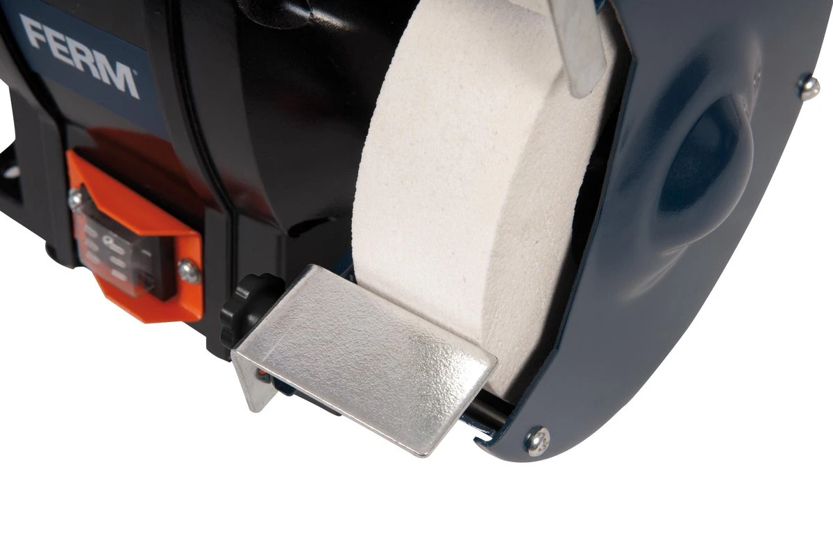 FERM Tafelslijpmachine 250W - Stofdichte Schakelaar - Vonkvangers - Incl. 2 Slijpschijven Voor Fijn- Als Grof Slijpen 5 FERM Tafelslijpmachine 250W - Stofdichte Schakelaar - Vonkvangers - Incl. 2 Slijpschijven Voor Fijn- Als Grof Slijpen - Afbeelding 3