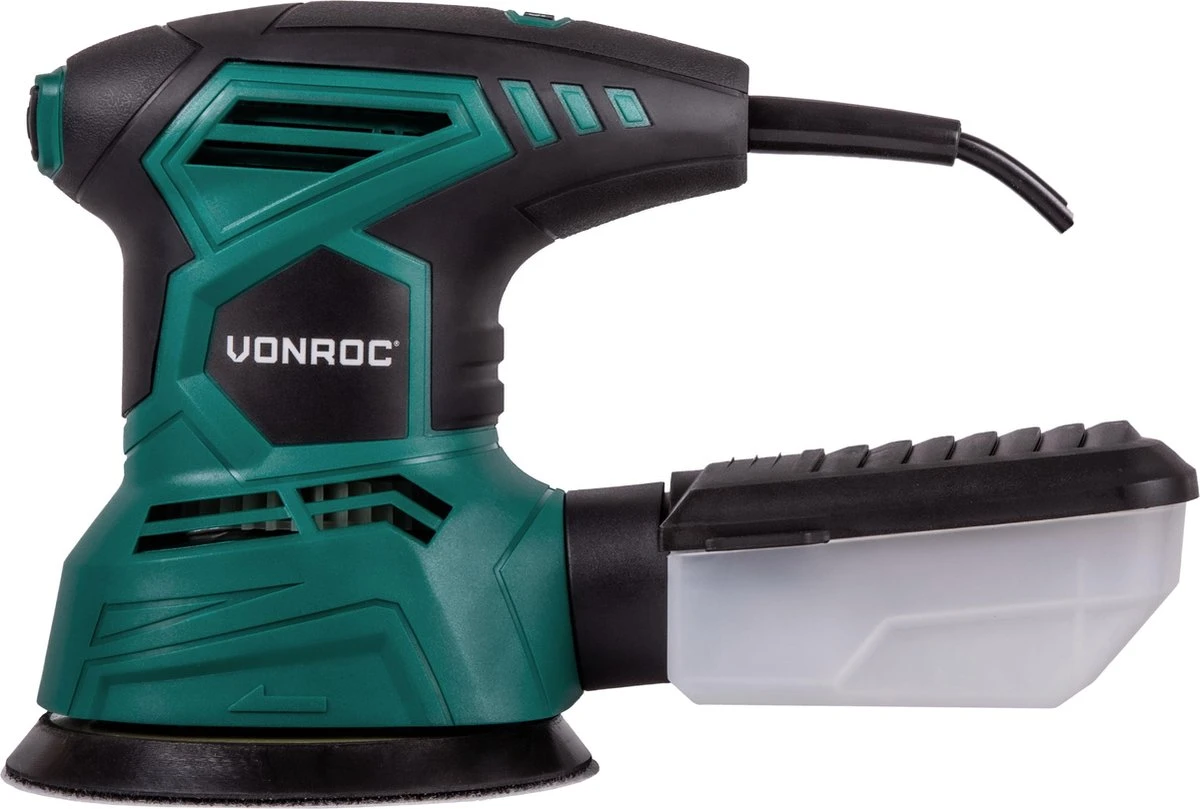 VONROC Excentrische Schuurmachine – 300W - Ø125mm – Met Stofopvangbox & 12 Stuks Schuurpapier 4 VONROC Excentrische Schuurmachine – 300W - Ø125mm – Met Stofopvangbox & 12 Stuks Schuurpapier - Afbeelding 2