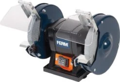 FERM Tafelslijpmachine - 150W - Stofdichte Schakelaar - Vonkvangers - Incl. 2 Slijpschijven Voor Fijn- Als Grof Slijpen