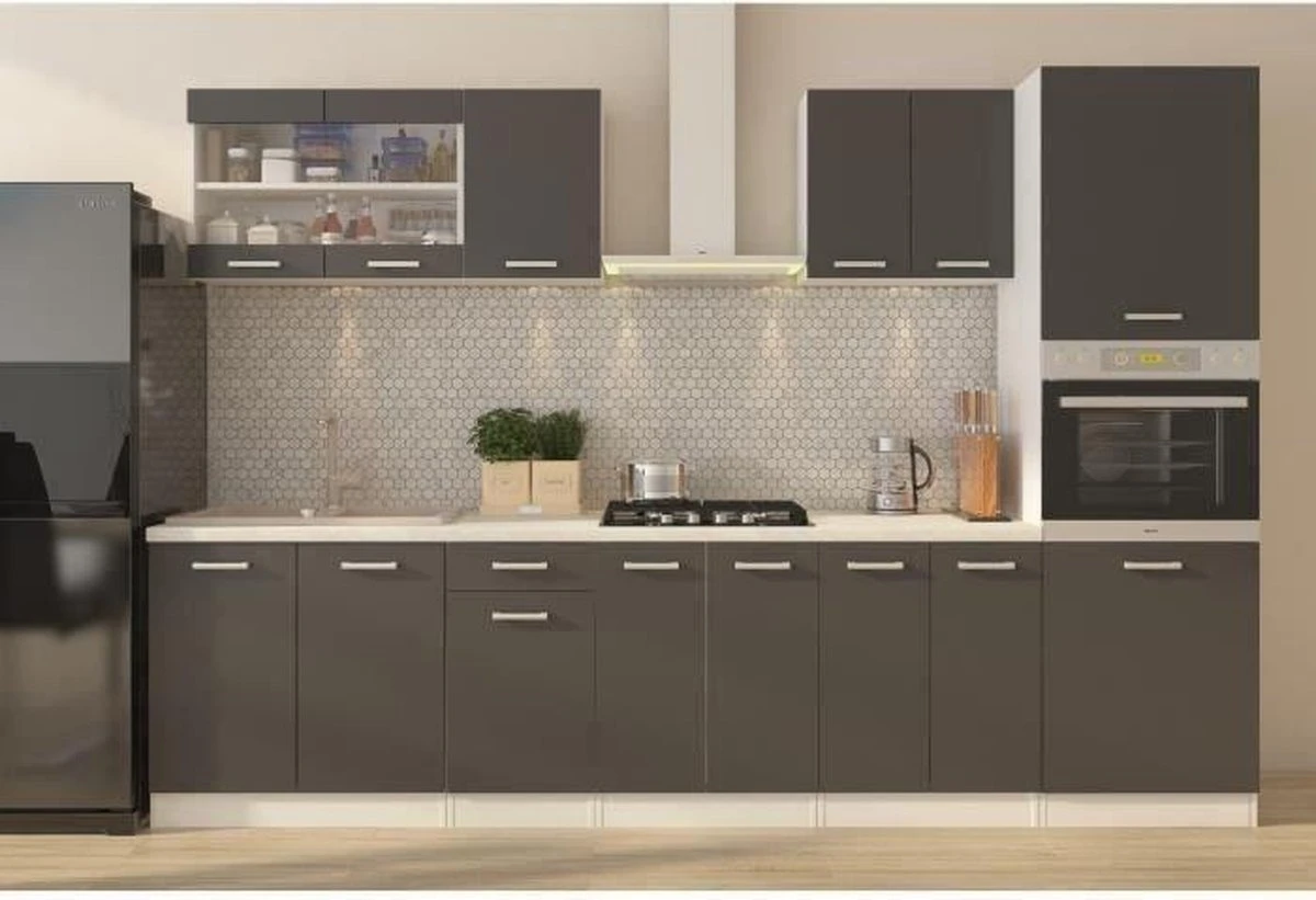 ULTRA Complete Keuken Met Ovenkolom En Werkblad Inbegrepen L 300 Cm - Matgrijs 4 ULTRA Complete Keuken Met Ovenkolom En Werkblad Inbegrepen L 300 Cm - Matgrijs - Afbeelding 2