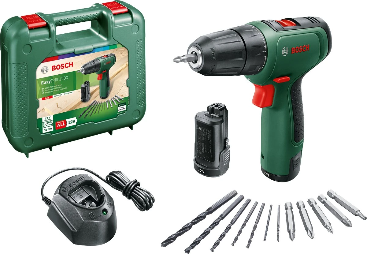 Bosch EasyDrill 1200 Accuschroefboormachine - Met Dubbele Schroefbit En Koffer - Met 2x 12 V Accu En Lader 3 Bosch EasyDrill 1200 Accuschroefboormachine - Met Dubbele Schroefbit En Koffer - Met 2x 12 V Accu En Lader