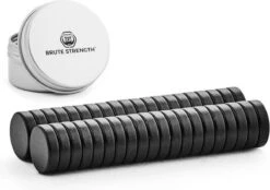 Brute Strength - Super Sterke Magneten - Rond - 8 X 2 Mm - 40 Stuks | Zwart - Neodymium Magneet Sterk - Voor Koelkast - Whiteboard
