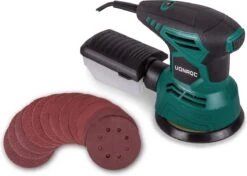 VONROC Excentrische Schuurmachine – 300W - Ø125mm – Met Stofopvangbox & 12 Stuks Schuurpapier