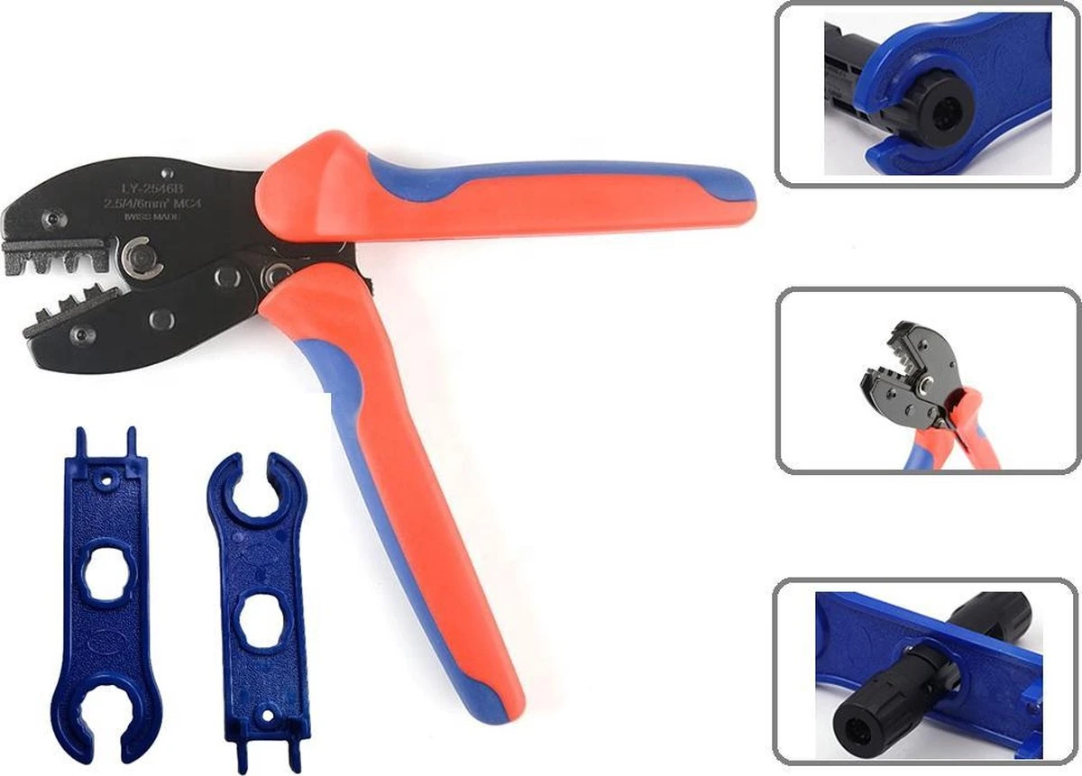 Merkloos Mc4 Krimptang - Zonnepaneel Stekker Tang - 2,5 4 & 6 Mm² + Mc4 Tool Set (Sleutel Bundel) Mc4 Krimptang 3 Merkloos Mc4 Krimptang - Zonnepaneel Stekker Tang - 2,5 4 & 6 Mm² + Mc4 Tool Set (Sleutel Bundel) Mc4 Krimptang