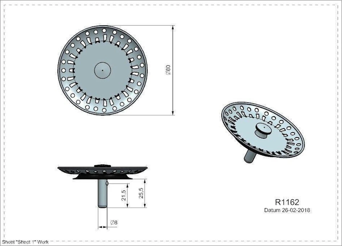 Afvoerzeef Reginox R1162 Vervanger R1181 5 Afvoerzeef Reginox R1162 Vervanger R1181 - Afbeelding 3