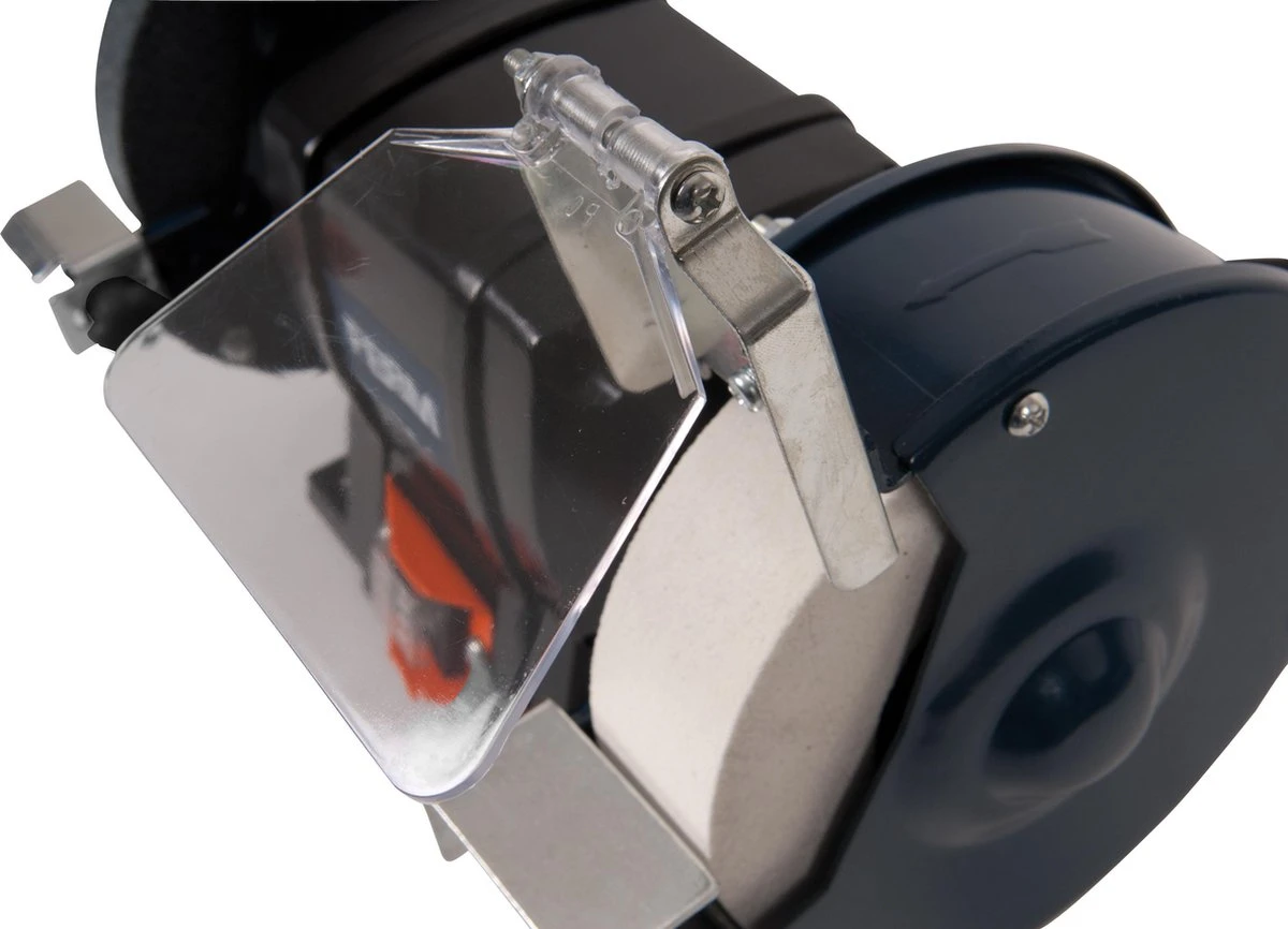 FERM Tafelslijpmachine 250W - Stofdichte Schakelaar - Vonkvangers - Incl. 2 Slijpschijven Voor Fijn- Als Grof Slijpen 8 FERM Tafelslijpmachine 250W - Stofdichte Schakelaar - Vonkvangers - Incl. 2 Slijpschijven Voor Fijn- Als Grof Slijpen - Afbeelding 6