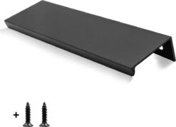 Handgreep Plat Zwart Inclusief Schroeven | 10cm | Handgrepen Kast | Meubelhandvat | Landelijke Greep | Industriële Keukengreep | Hand Grepen | Robuust | Deurgreep Staal | Metaal | Strak Meubelbeslag | Schuifdeur | Handvat | Greep | Ladegreep