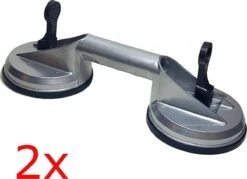 2x Aluminium Dubbele Glasdrager Tegelzuignap - Vacuüm - 100 Kg - Handgreep