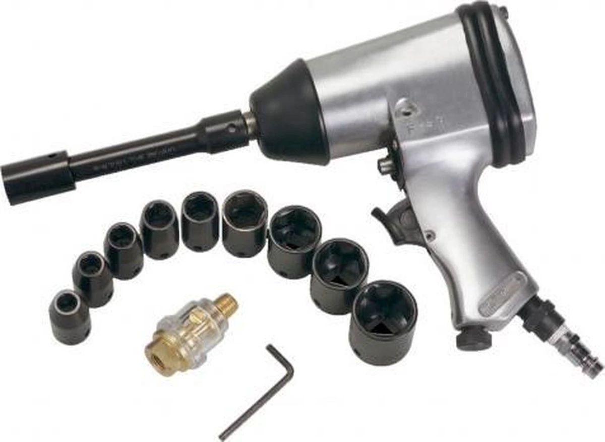 FERM Pneumatische Slagmoersleutel Universele DIN / Orion Aansluiting - Incl. 10-delige Doppenset En Opbergkoffer 3 FERM Pneumatische Slagmoersleutel Universele DIN / Orion Aansluiting - Incl. 10-delige Doppenset En Opbergkoffer