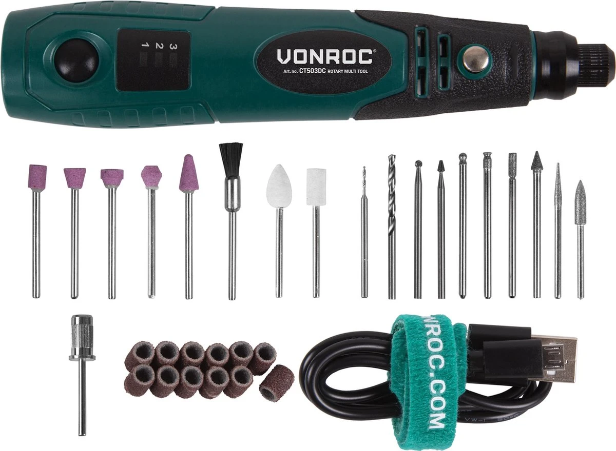 VONROC Roterende Multitool – 4V – Incl. 31-delige Accessoire Set & Opbergtas 3 VONROC Roterende Multitool – 4V – Incl. 31-delige Accessoire Set & Opbergtas
