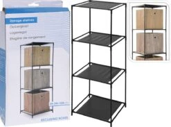 Merkloos Badkamerrek/opbergkast Zwart Metaal 4-laags 34 X 34 X 104 Cm - Handdoeken En Toiletspullen Badkamerrekjes -WerkPro Verkoopwinkel 1200x888 10