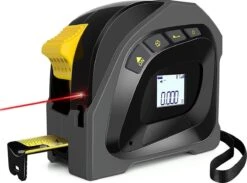 YONO Laser Afstandsmeter - 40 Meter + 5 M Rolmaat 2in1 – Digitaal – Zwart En Geel