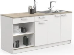 Belfurn - Keukenkast - Onderkast Cooking 180cm In Witte Melamine Met Eiken Blad -WerkPro Verkoopwinkel 1200x894 6