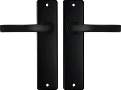 AXA Binnendeurbeslag Set (Edge) Zwart: Kruk (model Blok) Op Schild