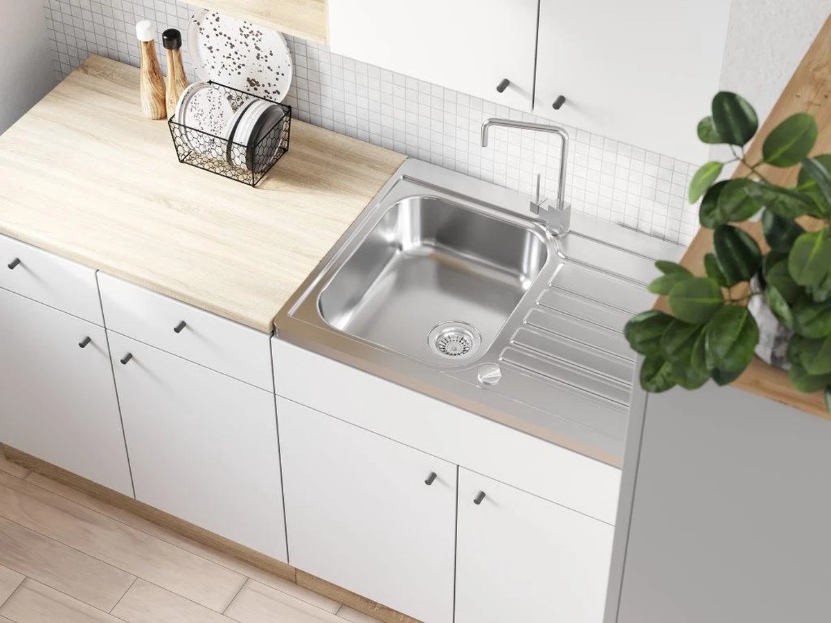 Kleine Keuken 160 Cm – Moderne Witte Keuken – Keukenblok Met Spoelbak & Sifon – Keuken Klein – Mini Keuken – Perfecthomeshop 4 Kleine Keuken 160 Cm – Moderne Witte Keuken – Keukenblok Met Spoelbak & Sifon – Keuken Klein – Mini Keuken – Perfecthomeshop - Afbeelding 2