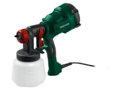 PARKSIDE® Verfspuitsysteem - Breng Gelijkmatig Verf Aan Op Gladde En Oneffen Oppervlakken - Debiet: Max. 800 Ml/min - Reservoir: 900 Ml - Vermogen: 400 W - Inclusief 2 Mondstukken, Viscositeitsmaatbeker, Reinigingsborstel, Reinigingsnaald En Filter