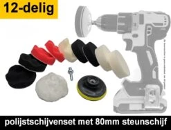 Polijstset Van Ø80 Mm 12 Delige Polijstschijven Set Met Velcro Steunschijf M10 Aansluiting Voor Polijstmachine En Boormachine Adapter Voor O.a. Auto En Koplampen -WerkPro Verkoopwinkel 1200x911 2
