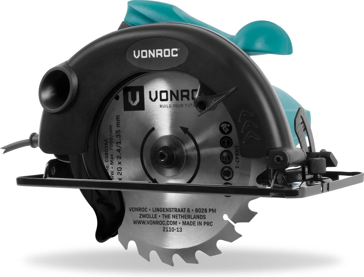 VONROC Cirkelzaag 1200W – 185mm – Incl. Parallelgeleider En 24-tands Zaagblad Voor Hout 3 VONROC Cirkelzaag 1200W – 185mm – Incl. Parallelgeleider En 24-tands Zaagblad Voor Hout