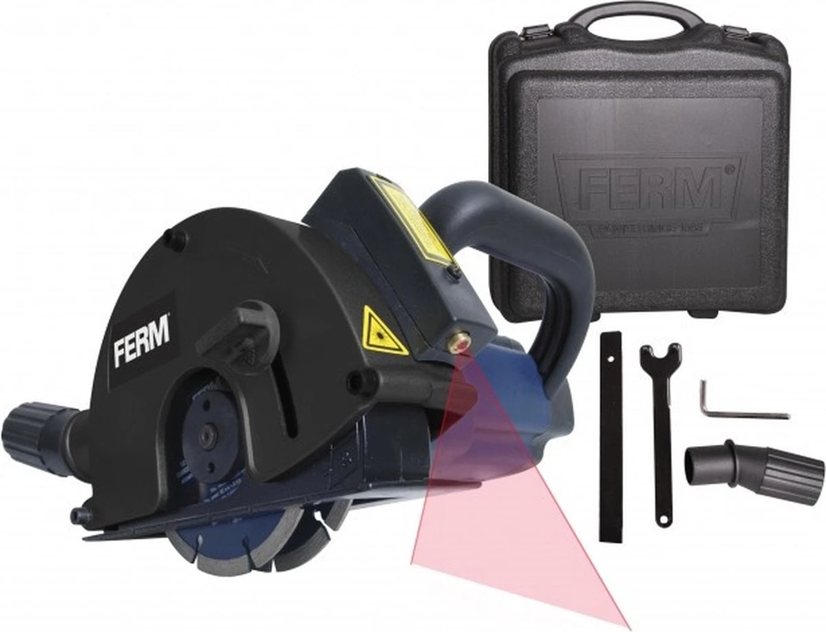 FERM WSM1009 Muurfrees - Freesmachine - 1700W - Met 2 Diamantschijven 125mm - Laser - Stofzuigadapter - Stevige Opbergkoffer 3 FERM WSM1009 Muurfrees - Freesmachine - 1700W - Met 2 Diamantschijven 125mm - Laser - Stofzuigadapter - Stevige Opbergkoffer