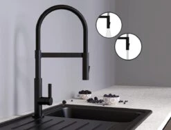 SCHÜTTE Miami Design Keukenkraan - Mengkraan - Draaibare Uitloop Met Soft-Touch Slang - Zwart Mat -WerkPro Verkoopwinkel 1200x918 6