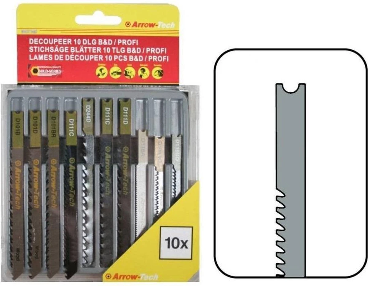 Benson Universele Decoupeerzaagbladen Met U - Schacht Voor Hout & Metaal - 10 Delig 3 Benson Universele Decoupeerzaagbladen Met U - Schacht Voor Hout & Metaal - 10 Delig