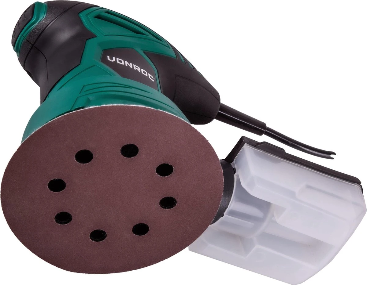 VONROC Excentrische Schuurmachine – 300W - Ø125mm – Met Stofopvangbox & 12 Stuks Schuurpapier 11 VONROC Excentrische Schuurmachine – 300W - Ø125mm – Met Stofopvangbox & 12 Stuks Schuurpapier - Afbeelding 9